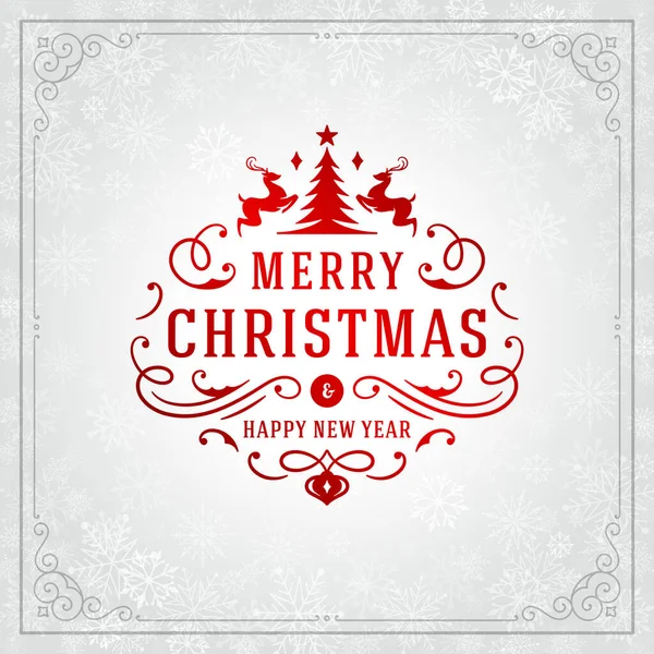 Mutlu Noeller ve yeni yıl tebrik kartı tasarımı ve kar taneli ışık. — Stok Vektör