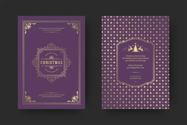 Kartu ucapan Natal desain tipografi vintage simbol dekorasi dengan harapan liburan musim dingin - Stok Vektor