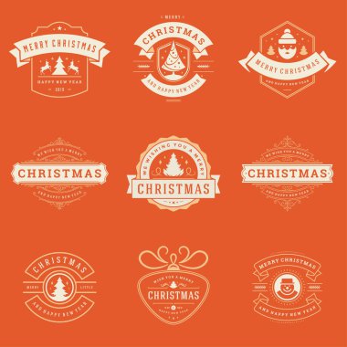 Yılbaşı ifadeleri vektör tasarım ögeleri ayarlandı