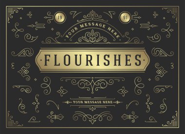 Eski süslemeler girdaplar ve kaydırmalar dekorasyon tasarım elemanları vektörü