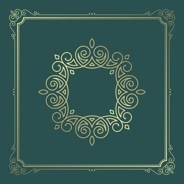 Vintage bloeit ornament wervelt lijnen frame template vector illustratie victoriaanse sierlijke rand — Stockvector