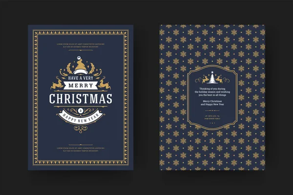 Weihnachtsgrußkarte vintage typografisches Zitat Design Vektor Illustration mit Muster — Stockvektor