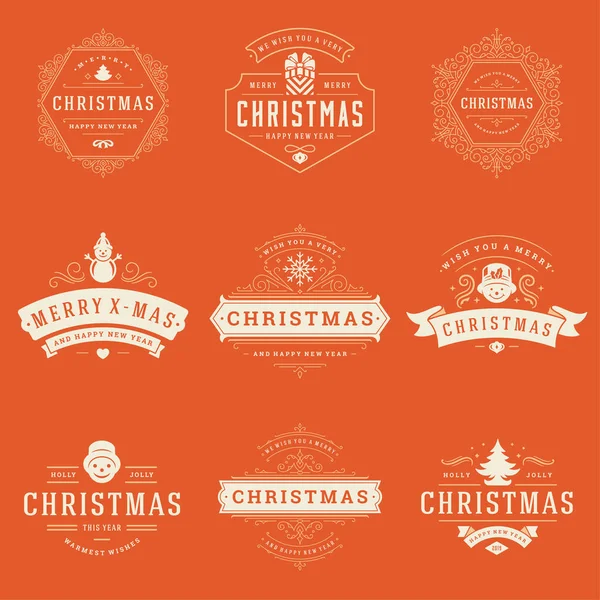 Etiquetas de Navidad y placas vector elementos de diseño conjunto. — Vector de stock