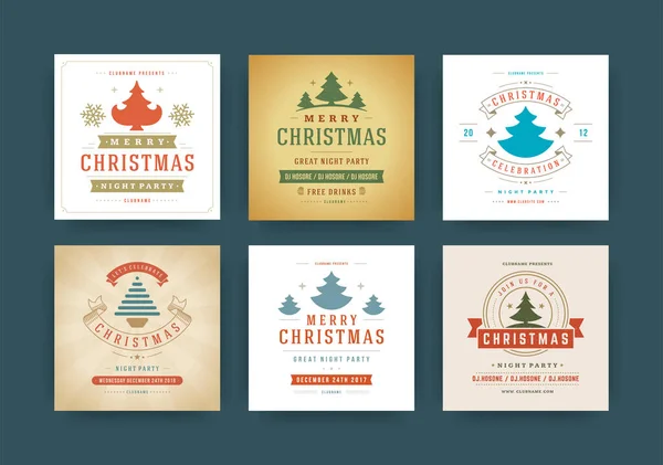 Banners web de fiesta de Navidad para aplicaciones móviles de redes sociales. — Archivo Imágenes Vectoriales