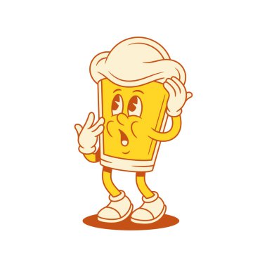 Şok bira bardağı çizgi film karakteri maskotu düz çizim. Malt alkollü, köpüklü, bar partili, neşeli, sarı kişi hakkında şüpheye düşmek beni hayrete düşürdü.