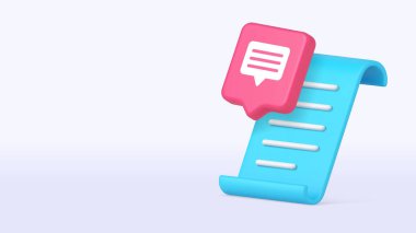 İletişim, organizasyon, planlama ve dijital çalışma alanı veya mobil arayüzü sembolize eden mavi kaydırma simgesi. 3d simge kopyalama alanı vektör illüstrasyonu