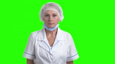 Olgun kadın cerrah el dur.