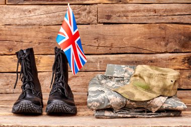 Set of military outfit of british soldier. clipart