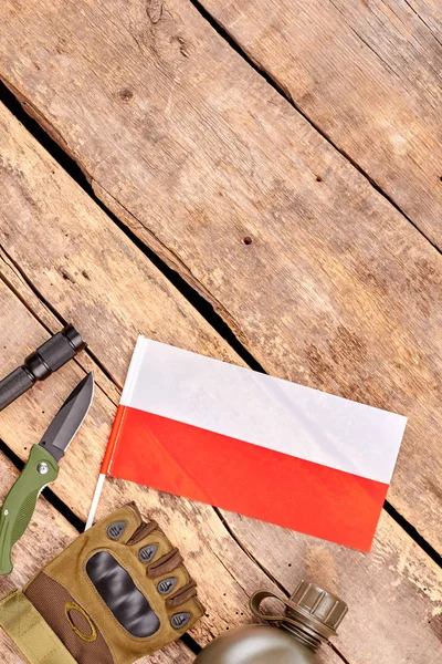 Польща армії солдата атрибути. — стокове фото