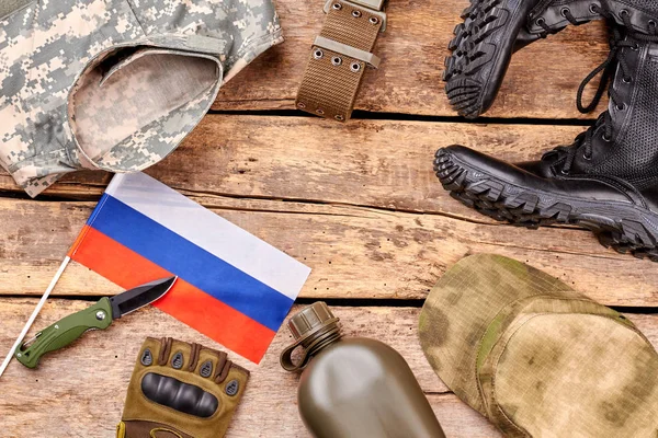 Patriotiska Rysk soldat essentials. — Stockfoto