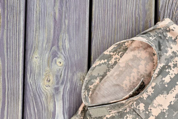 Close up camouflage jacket collar. — Stock Photo, Image