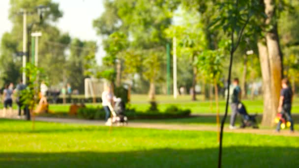 Parc avec les gens marchant dans le parc dans le flou .