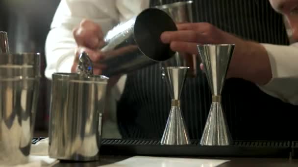 Barman trabajando en el bar, de cerca . — Vídeo de stock