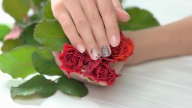 Kırmızı gül dokunmadan eller.