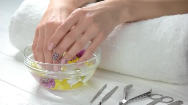 Tratamento de spa para mãos femininas . — Vídeo de Stock