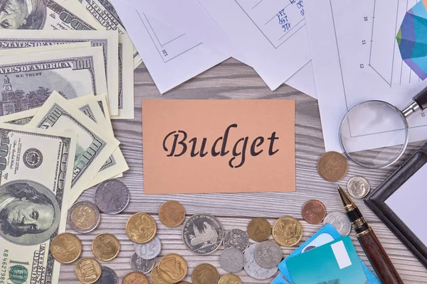 Budget concept and finance attributes arrangement. — Stock Photo, Image