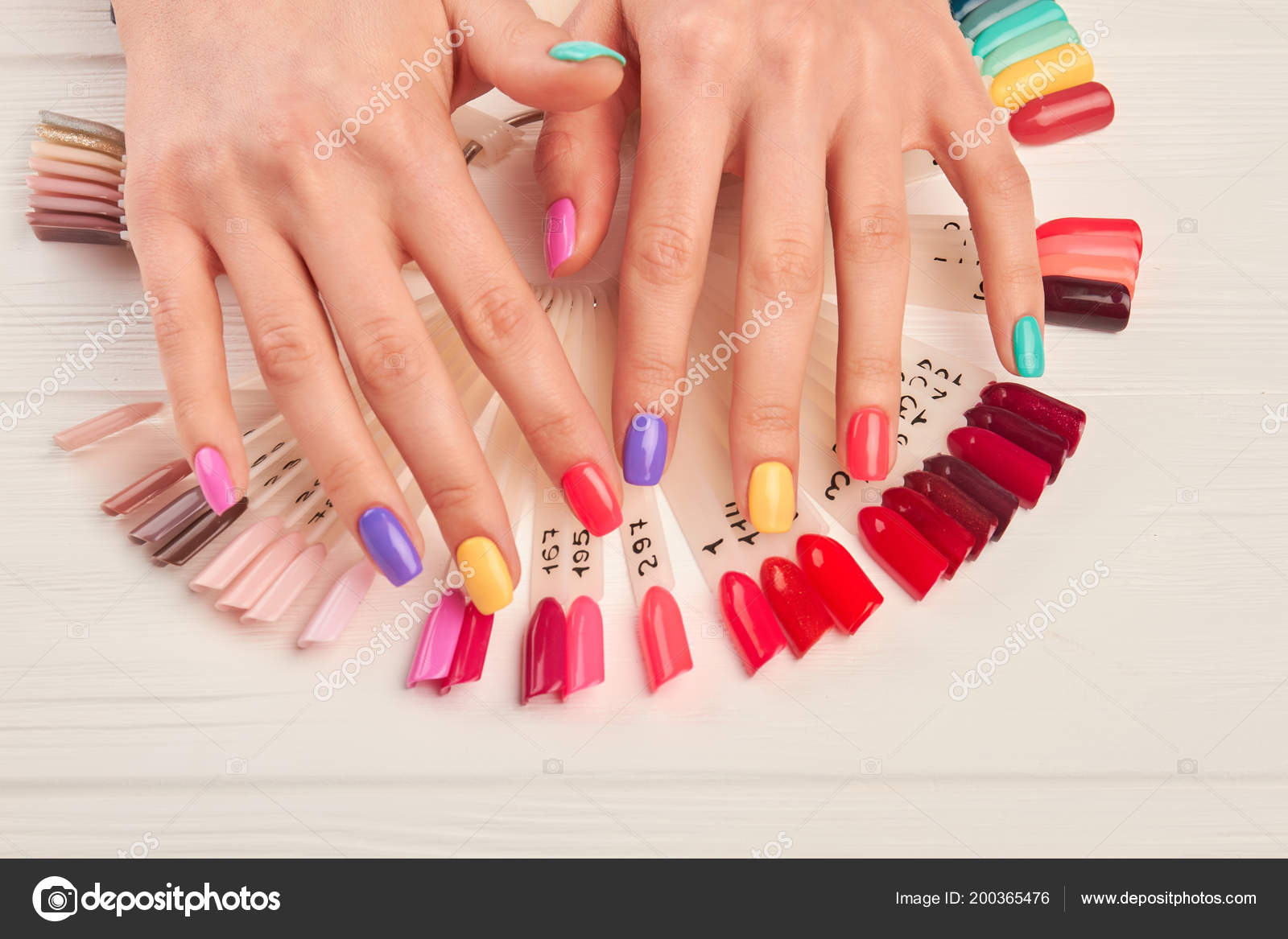 60pc Sassy Chic Multi Colored Artificial Nails Summer Color Glue Is  Included | eBay