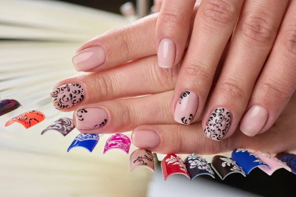 Female nails beautiful art and design.