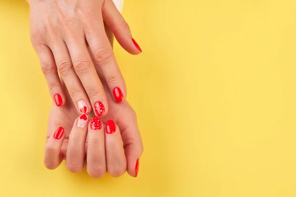 Perfect nails art for Valentines Day. — Stock Photo, Image