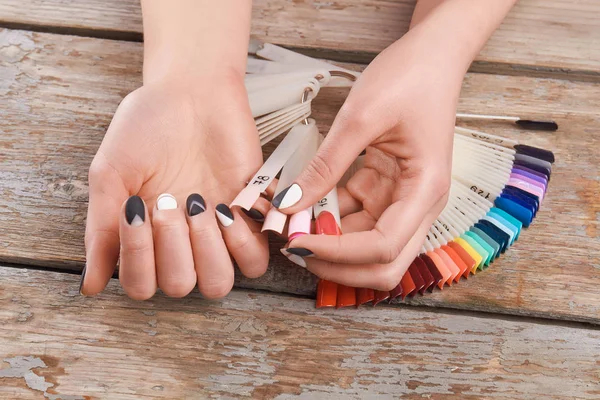 Matte manicure and nail colors samples.