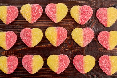 Kalp şeklinde Jöleli şekerler arka plan.