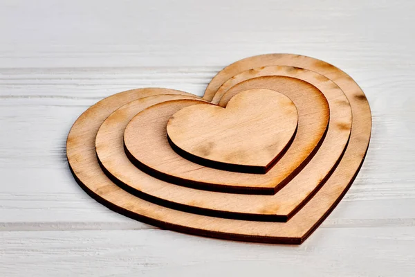 Collection of blank wooden hearts. — Stock Photo, Image