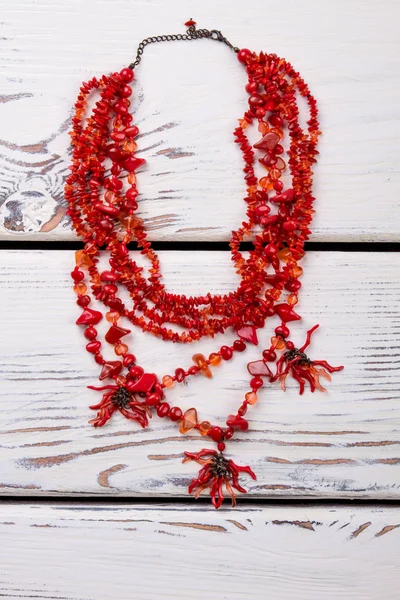 Red polished necklace. — Stock Photo, Image