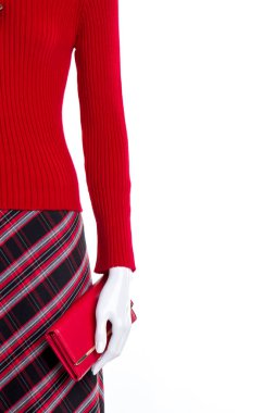 Görünüm kırmızı Bayan giyim kırpılmış.