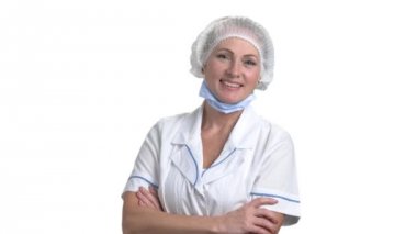 Olgun kadın doktor silah geçti.