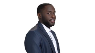 Onunla gelmek flört ve düşündüren siyah iş adamı.