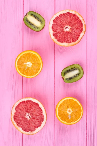 Bermacam-macam buah jeruk, top view . — Stok Foto