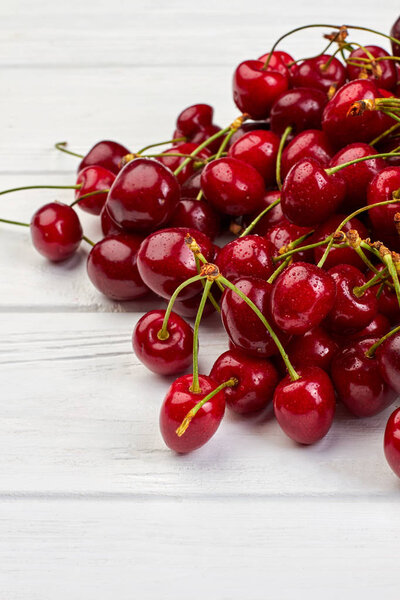 Pile of red sweet cherries.