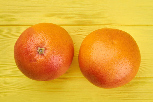 Nutritious healthy grapefruits, top view.