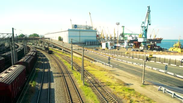 Porto marítimo de carga industrial Odessa . — Vídeo de Stock