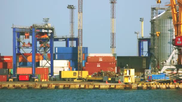 Zeehaven met containers. — Stockvideo