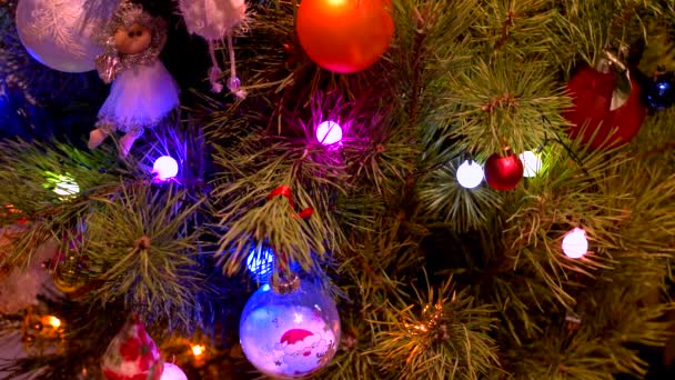 Ano novo decorado árvore fundo . — Vídeo de Stock