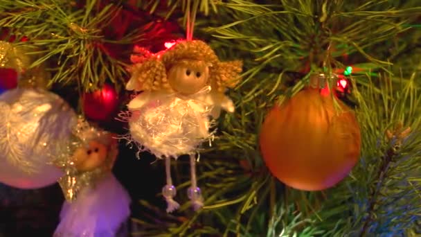 Close-up kerstboom achtergrond. — Stockvideo