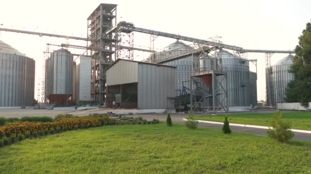 Panorama de fábrica de granos . — Vídeo de stock