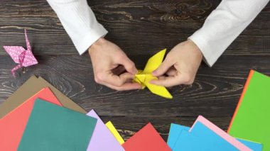 Erkek el Origami Kelebek yapma.