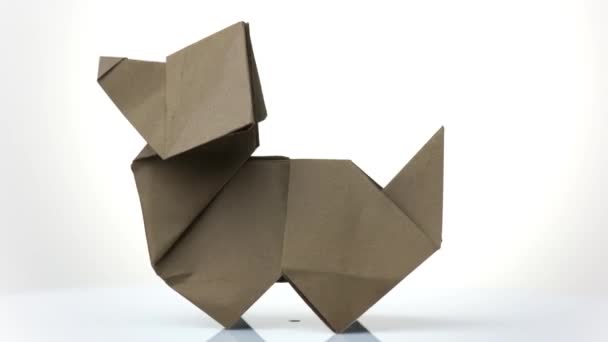 Origami hund närbild. — Stockvideo