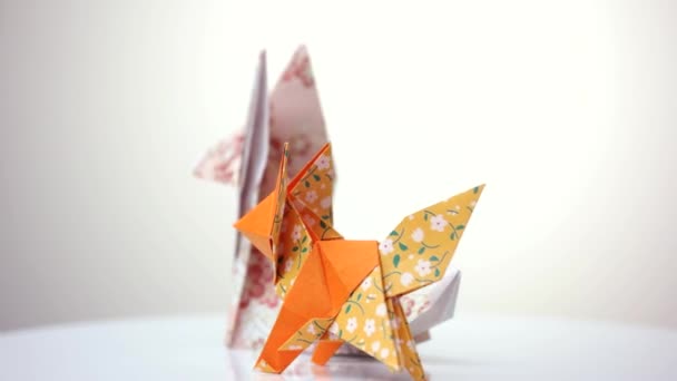 Zwei Origami-Füchse. — Stockvideo