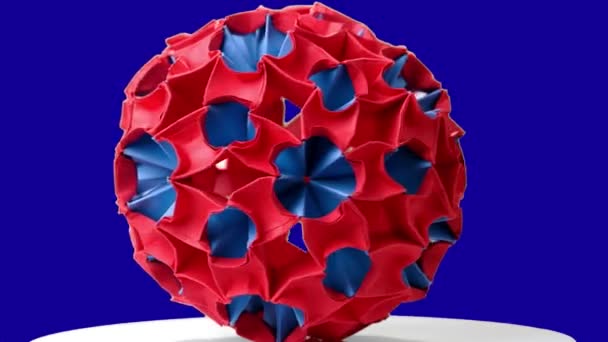 Bola mágica roja de origami . — Vídeos de Stock