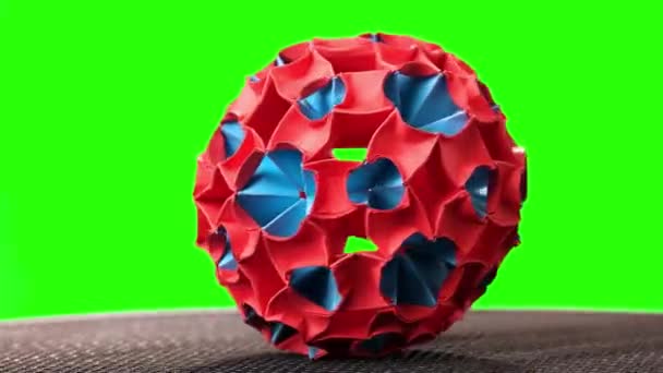 Red and blue origami magic ball. — Stock Video