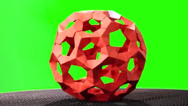 Red rotating modular origami. — Stock Video