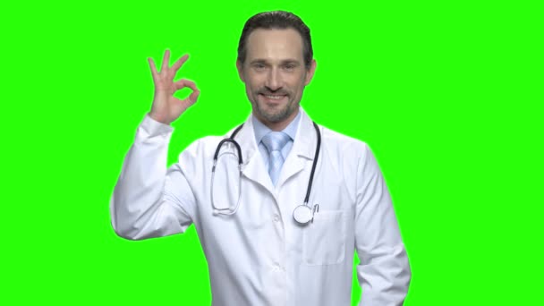 Male doctor gesturing ok sign. — Stock Video