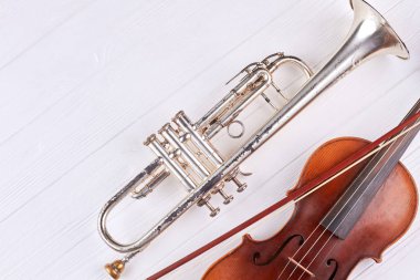 Instruments of orchestra and copy space. clipart