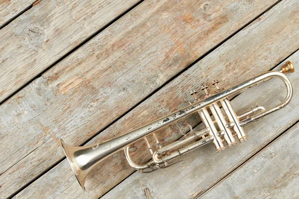 Old trumpet and copy space. Stock Picture
