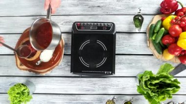 Tablo, Pancar çorbası pişirme.