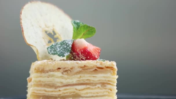 Napoleon ciasto makro. — Wideo stockowe