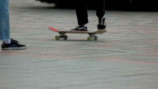 Entrenamiento con monopatín en skatepark . — Vídeo de stock